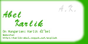 abel karlik business card